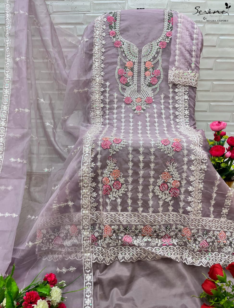 S 394 Abcd Serine Organza Pakistani Salwar Suits Wholesale