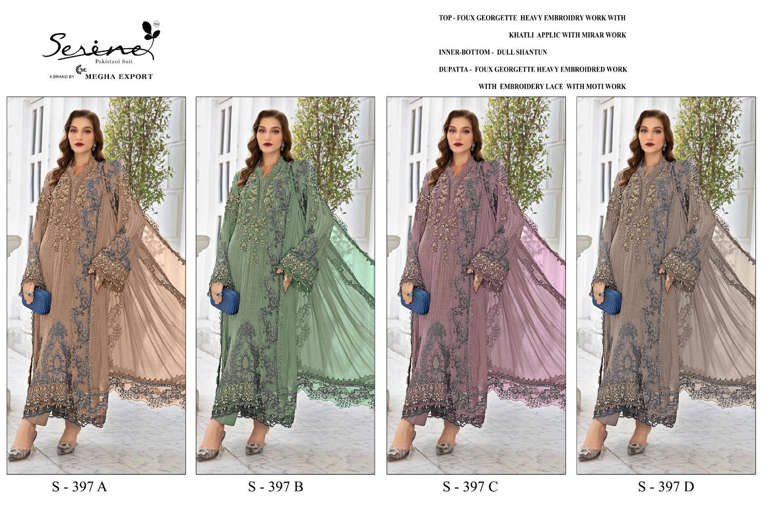 S 397 Serine Fox Georgette Pakistani Salwar Suits Exporter India