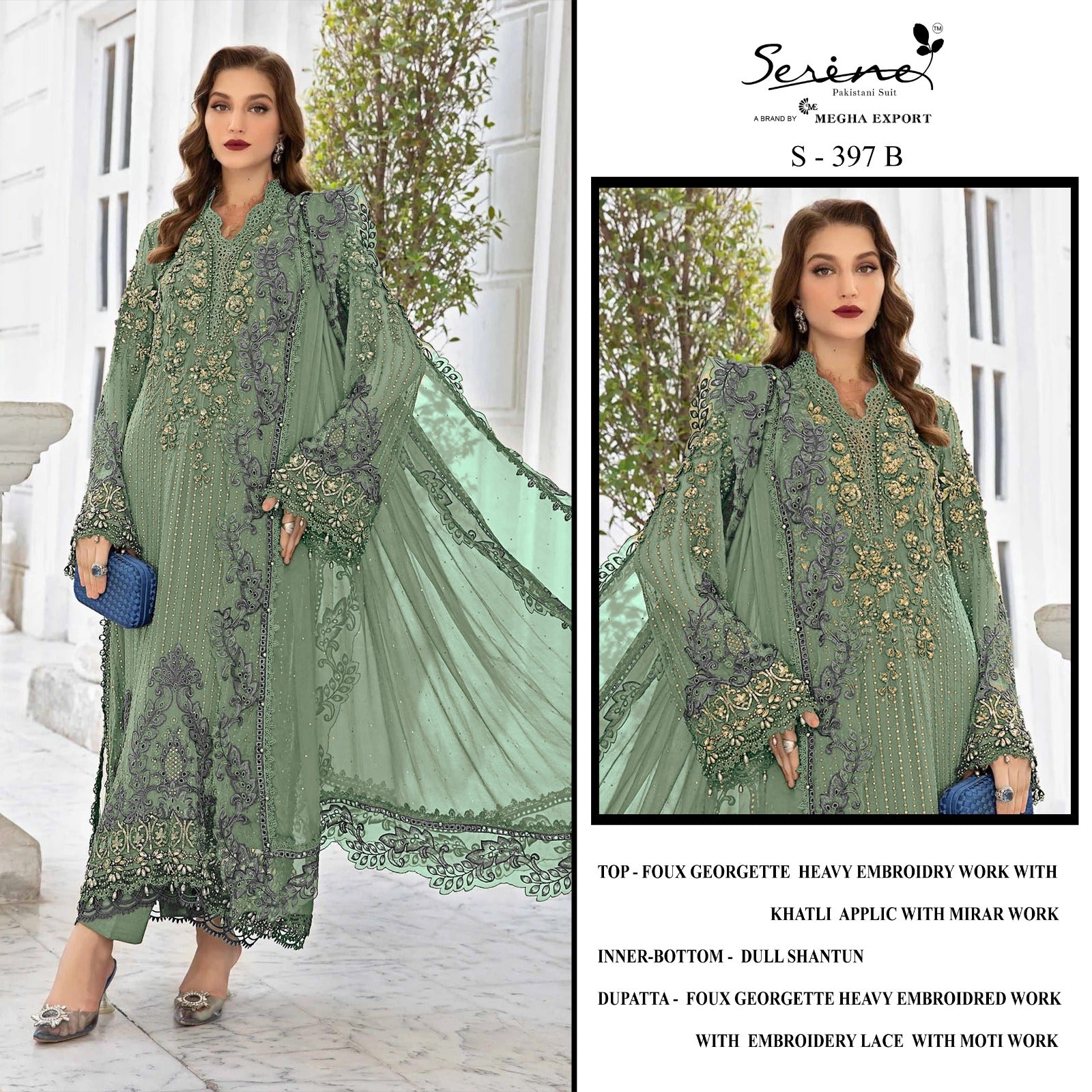 S 397 Serine Fox Georgette Pakistani Salwar Suits Exporter India