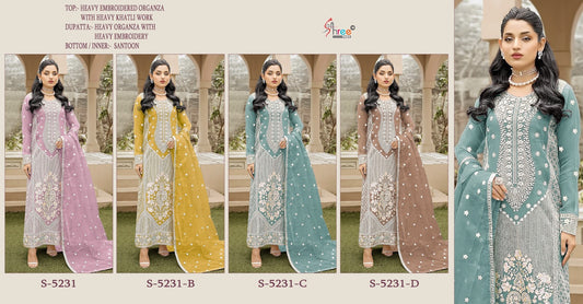 S 5231 Shree Fabs Organza Pakistani Salwar Suits Manufacturer Gujarat