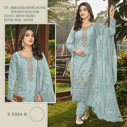 S 5334 Shree Fabs Organza Pakistani Salwar Suits Wholesaler India