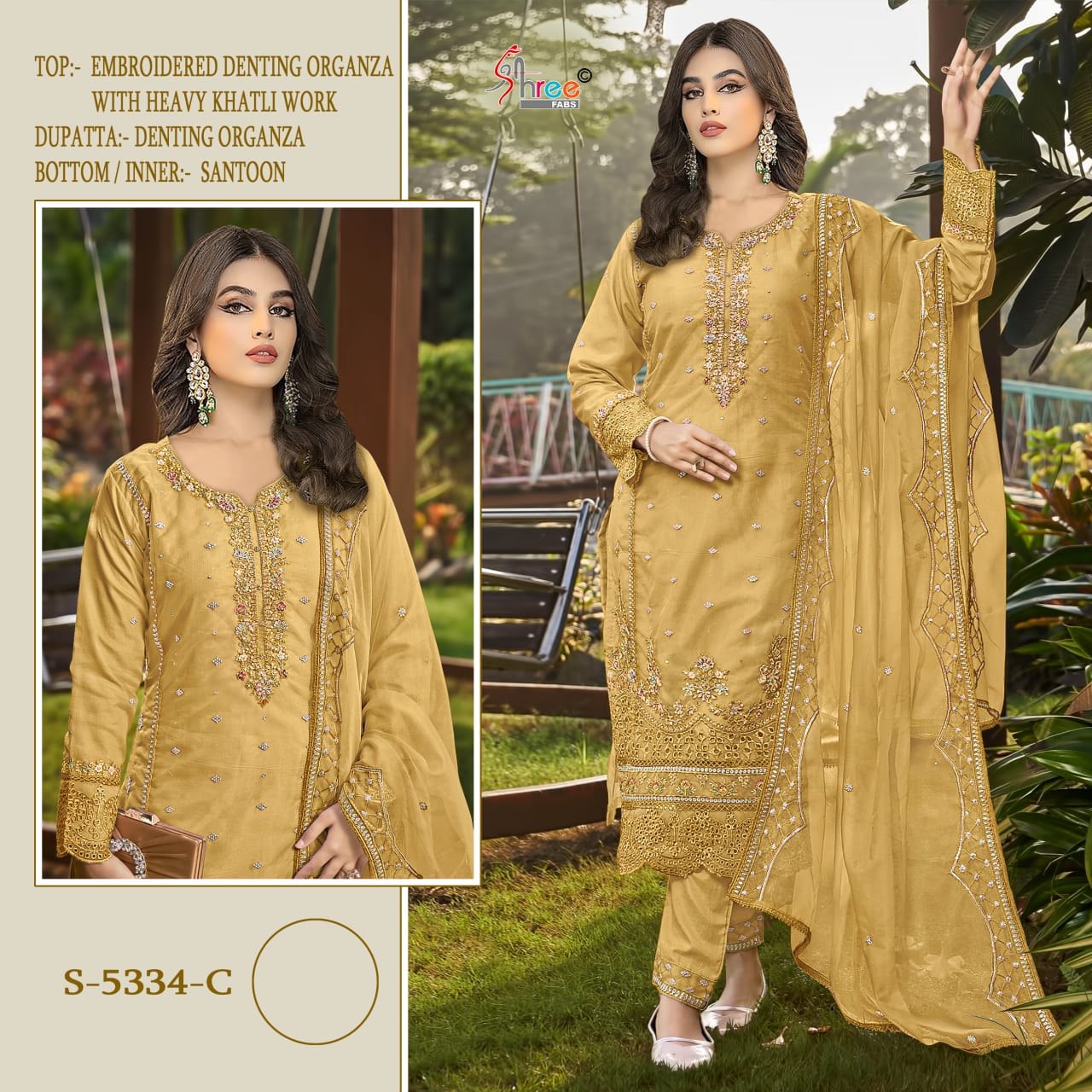 S 5334 Shree Fabs Organza Pakistani Salwar Suits Wholesaler India