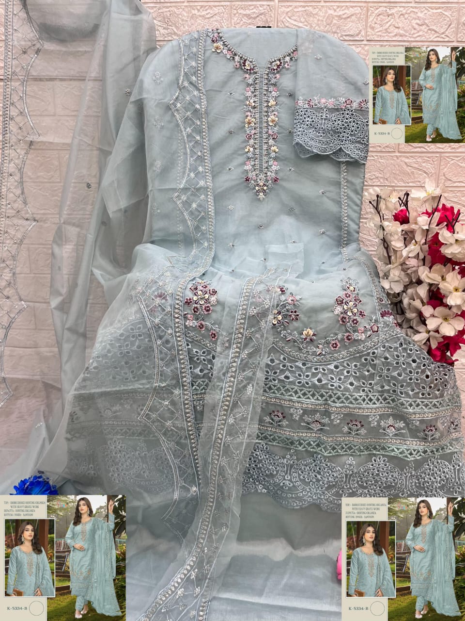 S 5334 Shree Fabs Organza Pakistani Salwar Suits Wholesaler India