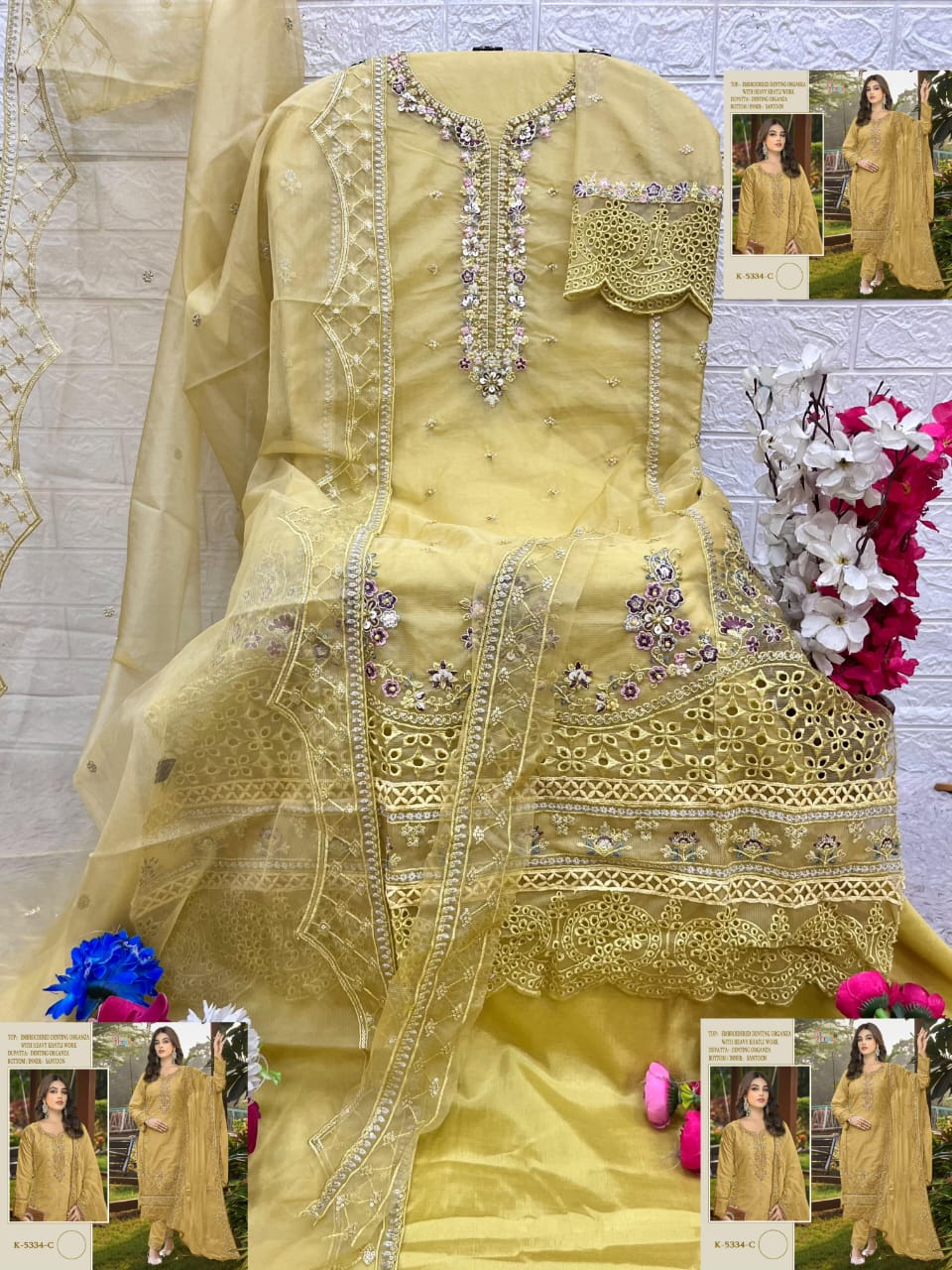 S 5334 Shree Fabs Organza Pakistani Salwar Suits Wholesaler India