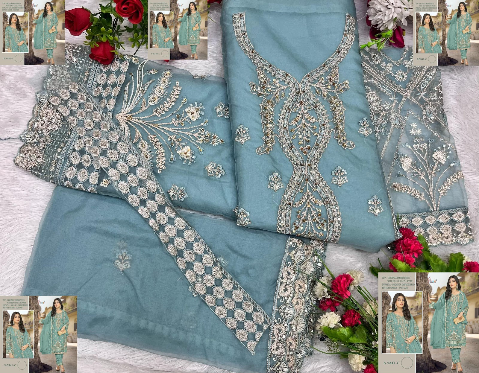 S 5341 Shree Fabs Organza Pakistani Salwar Suits Wholesale Price