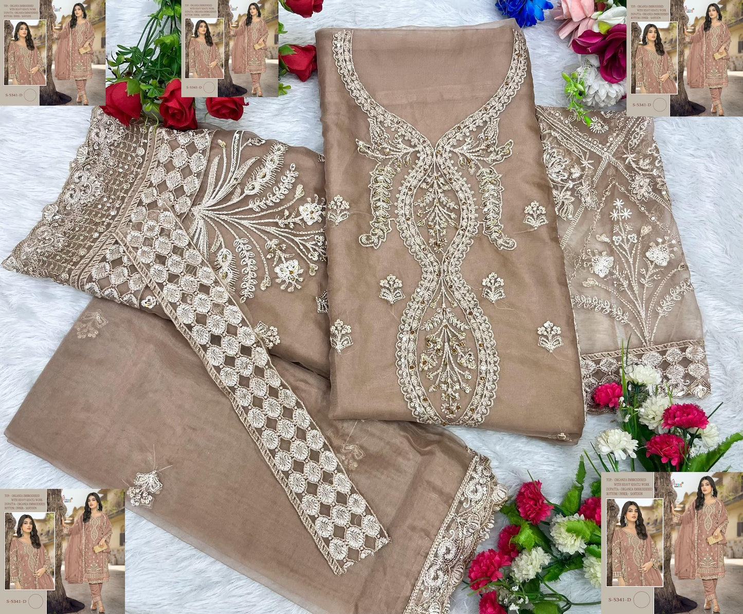 S 5341 Shree Fabs Organza Pakistani Salwar Suits Wholesale Price