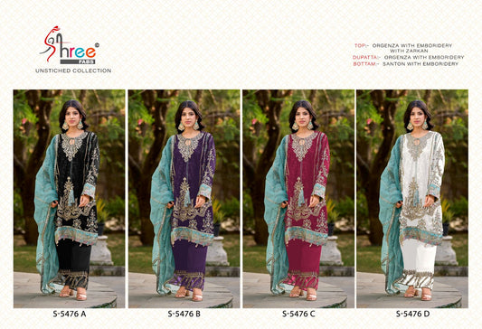 S 5476 Shree Fabs Organza Pakistani Salwar Suits Manufacturer India