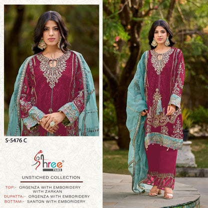 S 5476 Shree Fabs Organza Pakistani Salwar Suits Manufacturer India