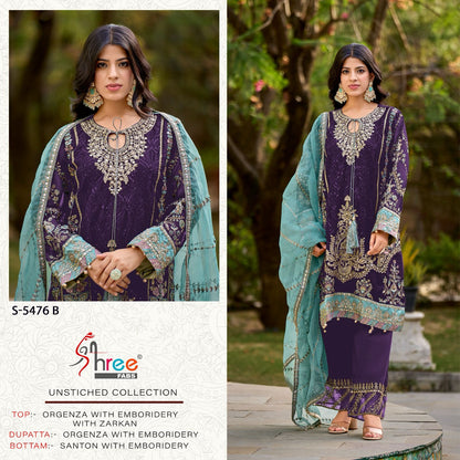 S 5476 Shree Fabs Organza Pakistani Salwar Suits Manufacturer India
