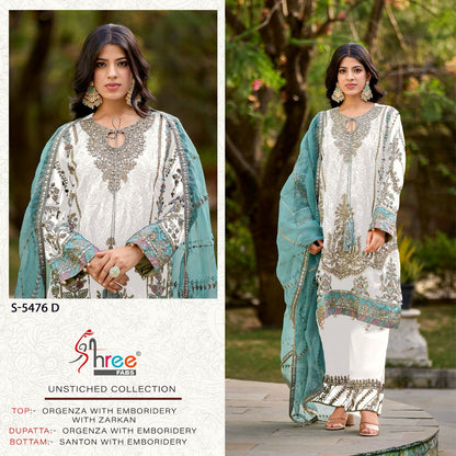S 5476 Shree Fabs Organza Pakistani Salwar Suits Manufacturer India