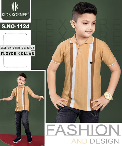 S No 1124 Kids Korner Auto Stripes Boys Tshirt Wholesaler Ahmedabad