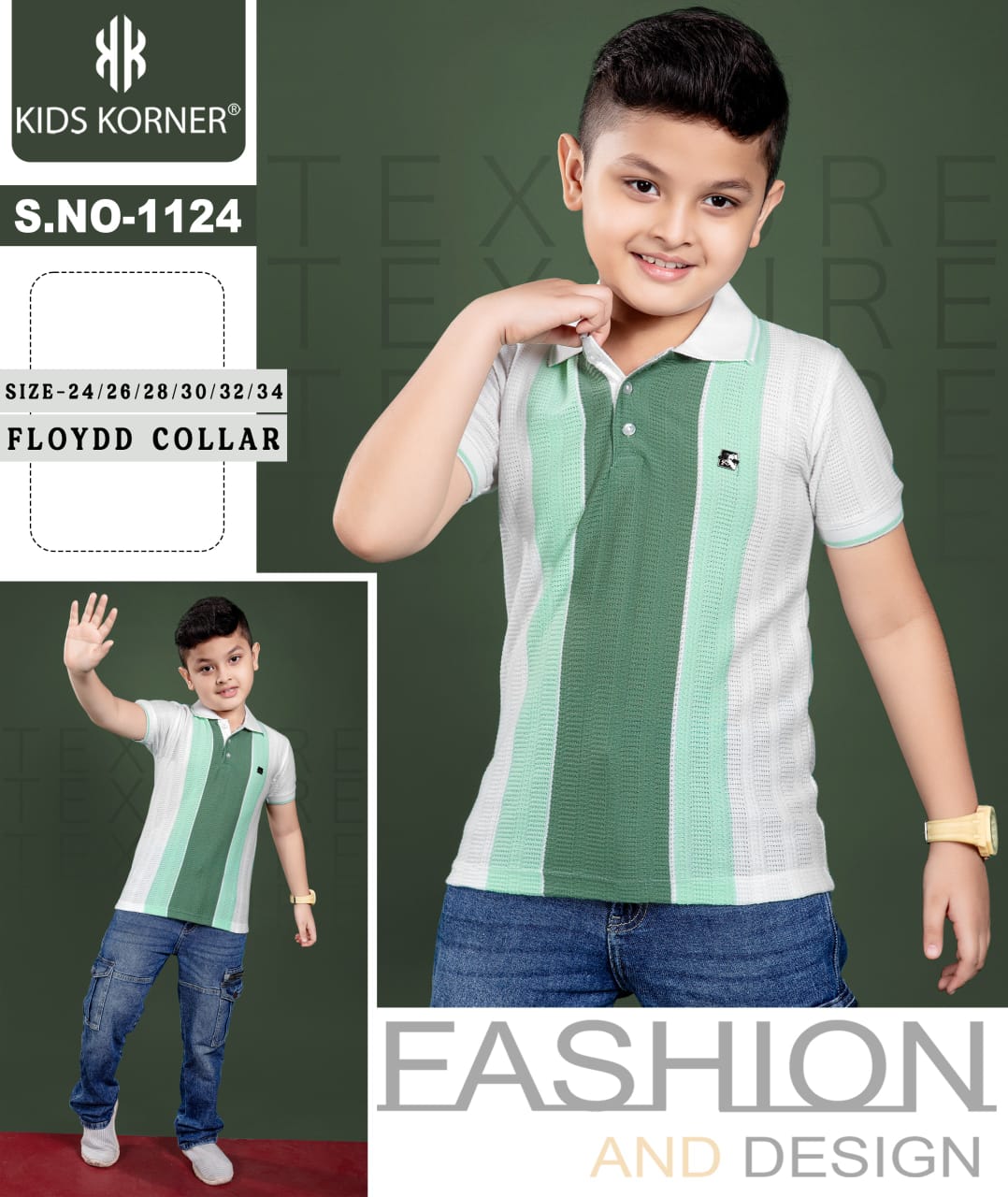 S No 1124 Kids Korner Auto Stripes Boys Tshirt Wholesaler Ahmedabad