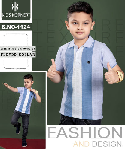 S No 1124 Kids Korner Auto Stripes Boys Tshirt Wholesaler Ahmedabad