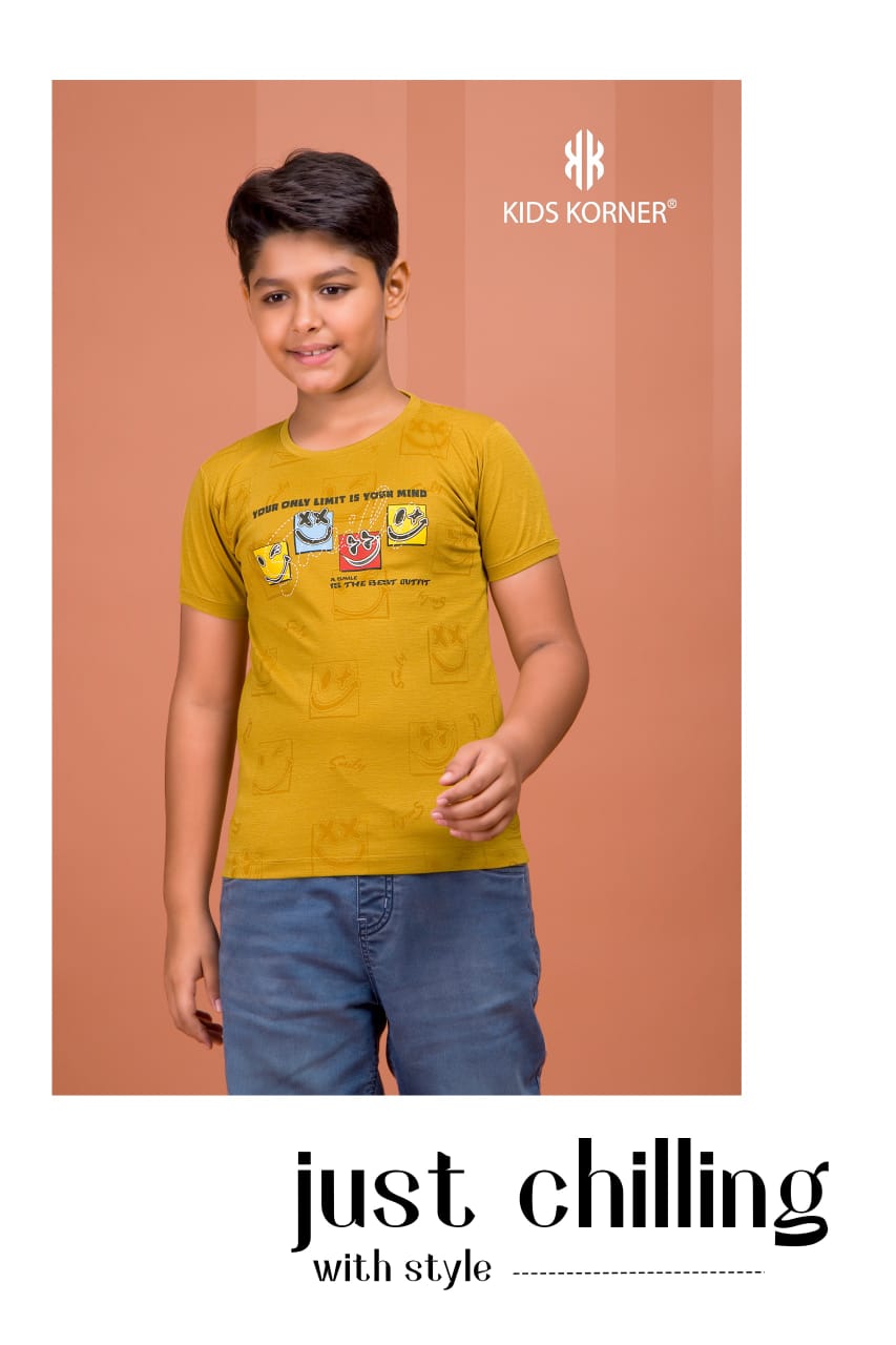 S No 1134 Kids Korner Tencil Lycra Boys Tshirt Manufacturer Gujarat