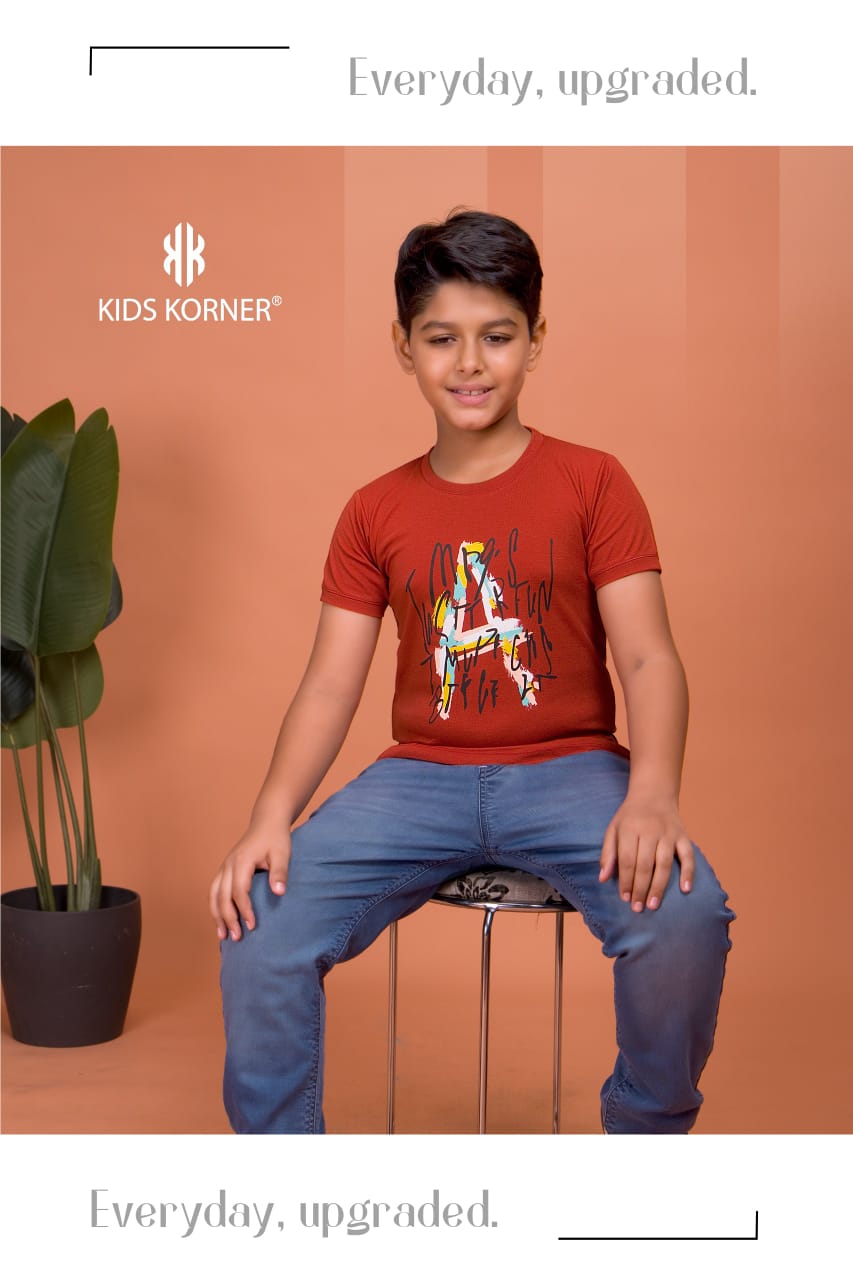 S No 1134 Kids Korner Tencil Lycra Boys Tshirt Manufacturer Gujarat