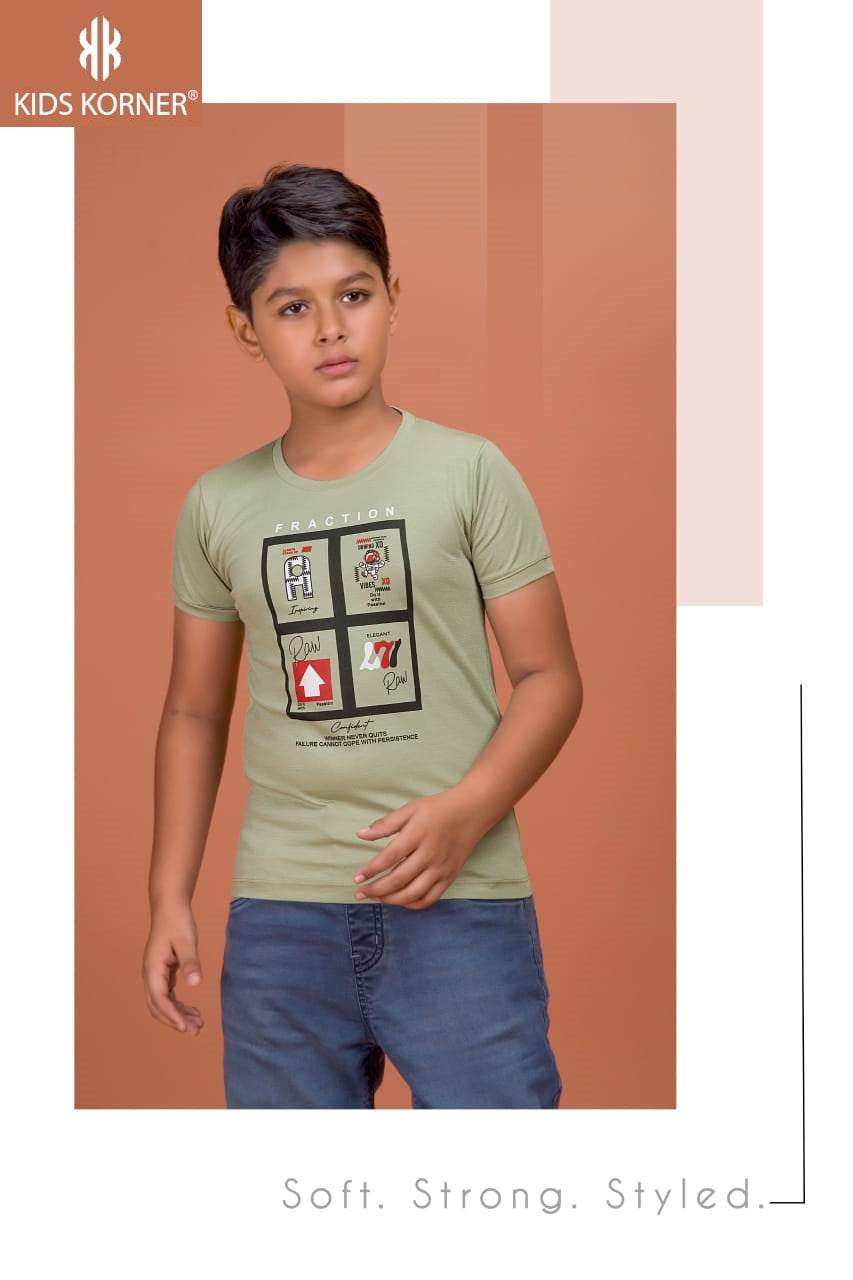 S No 1134 Kids Korner Tencil Lycra Boys Tshirt Manufacturer Gujarat