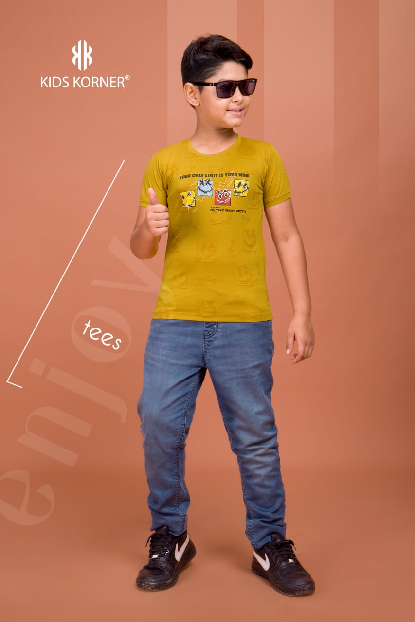 S No 1134 Kids Korner Tencil Lycra Boys Tshirt Manufacturer Gujarat