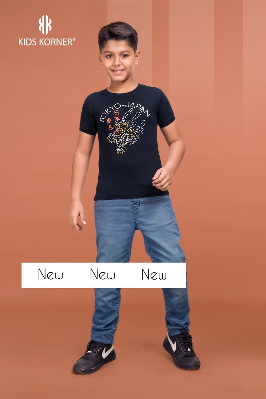 S No 1134 Kids Korner Tencil Lycra Boys Tshirt Manufacturer Gujarat