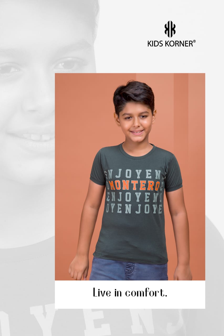 S No 1134 Kids Korner Tencil Lycra Boys Tshirt Manufacturer Gujarat