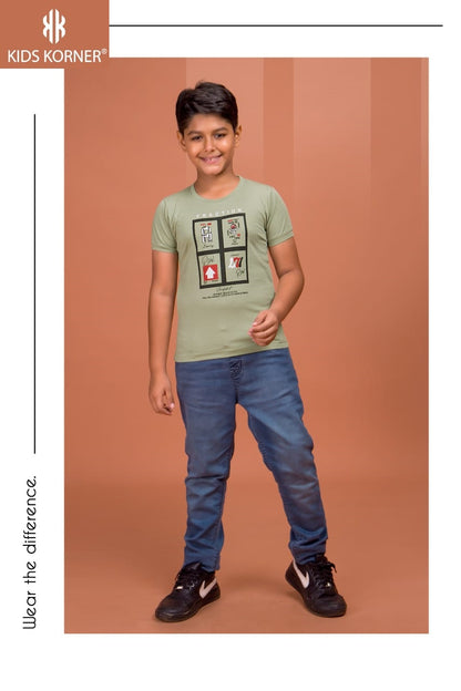 S No 1134 Kids Korner Tencil Lycra Boys Tshirt Manufacturer Gujarat