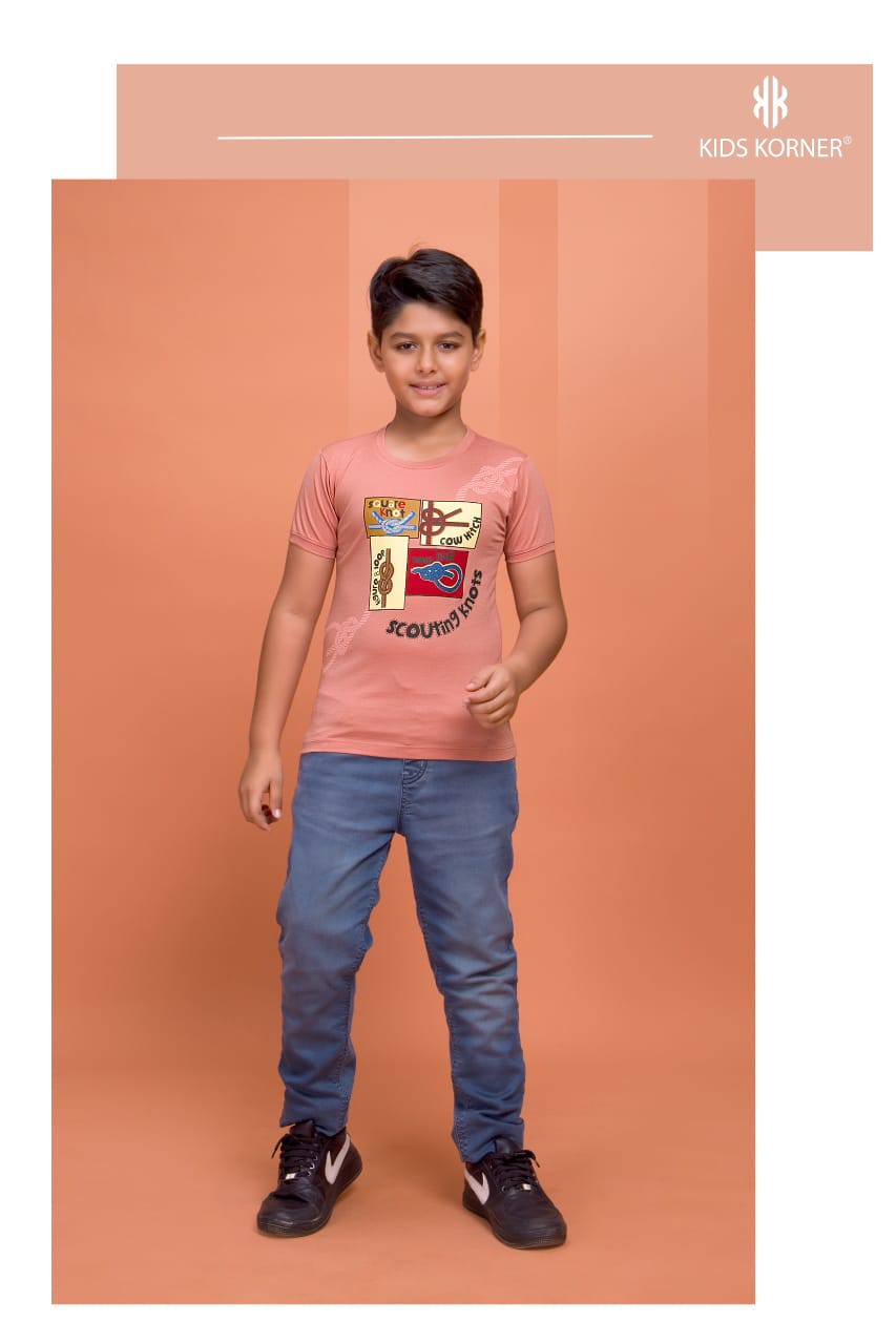 S No 1134 Kids Korner Tencil Lycra Boys Tshirt Manufacturer Gujarat