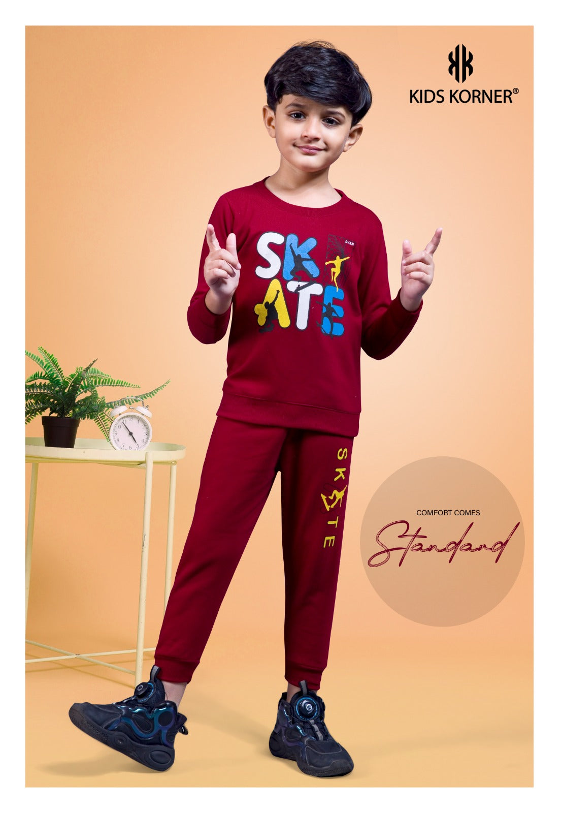 S No 1142 Kids Korner Fleece Boys Co Ord Set Supplier India