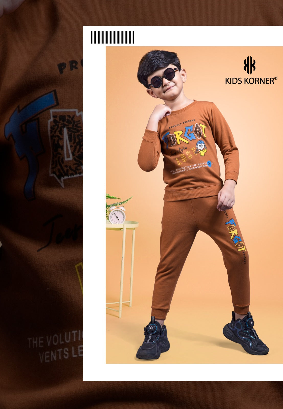 S No 1142 Kids Korner Fleece Boys Co Ord Set Supplier India