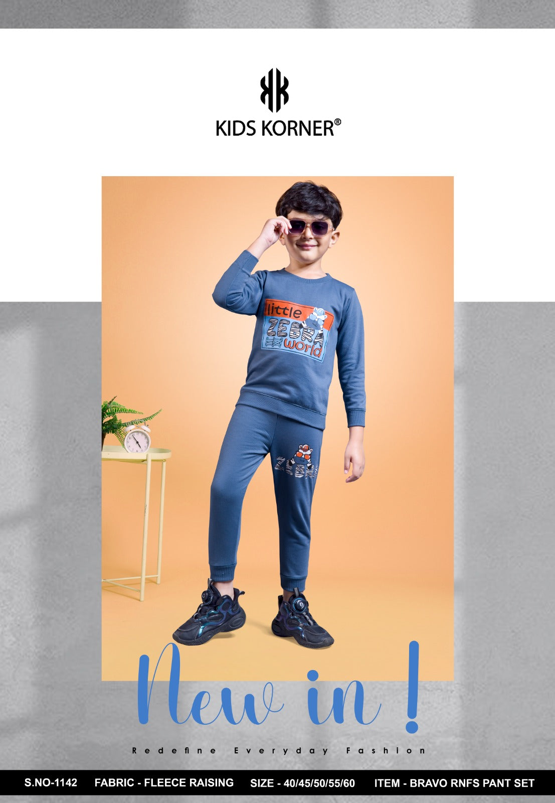 S No 1142 Kids Korner Fleece Boys Co Ord Set Supplier India