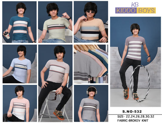 S No 532 Kiddo Auto Stripes Boys Tshirt Supplier Ahmedabad