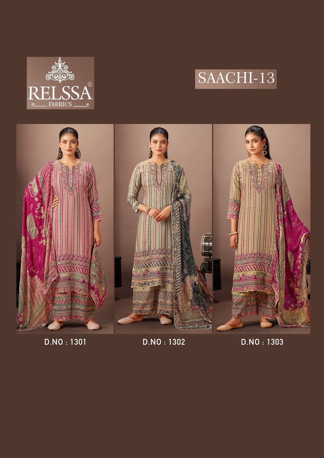 Saachi 13 Relssa Fabrics Plazzo Style Suits Wholesaler Ahmedabad