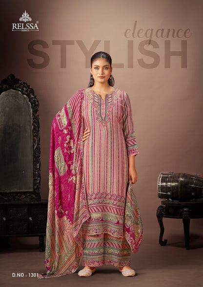 Saachi 13 Relssa Fabrics Plazzo Style Suits Wholesaler Ahmedabad