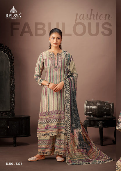 Saachi 13 Relssa Fabrics Plazzo Style Suits Wholesaler Ahmedabad