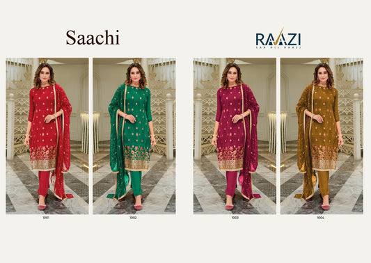 Saachi Raazi Viscose Organza Pant Style Suits Supplier Gujarat