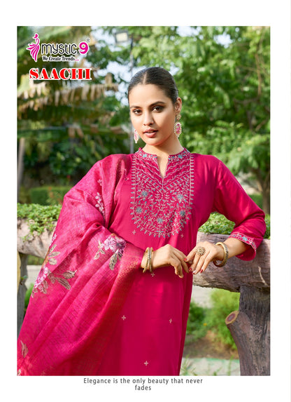 Saachi Vol 1 Mystic 9 Gaji Silk Readymade Pant Style Suits Manufacturer Ahmedabad