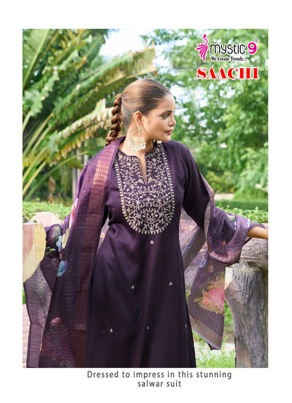 Saachi Vol 1 Mystic 9 Gaji Silk Readymade Pant Style Suits Manufacturer Ahmedabad