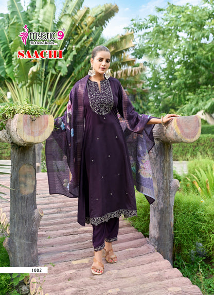Saachi Vol 1 Mystic 9 Gaji Silk Readymade Pant Style Suits Manufacturer Ahmedabad