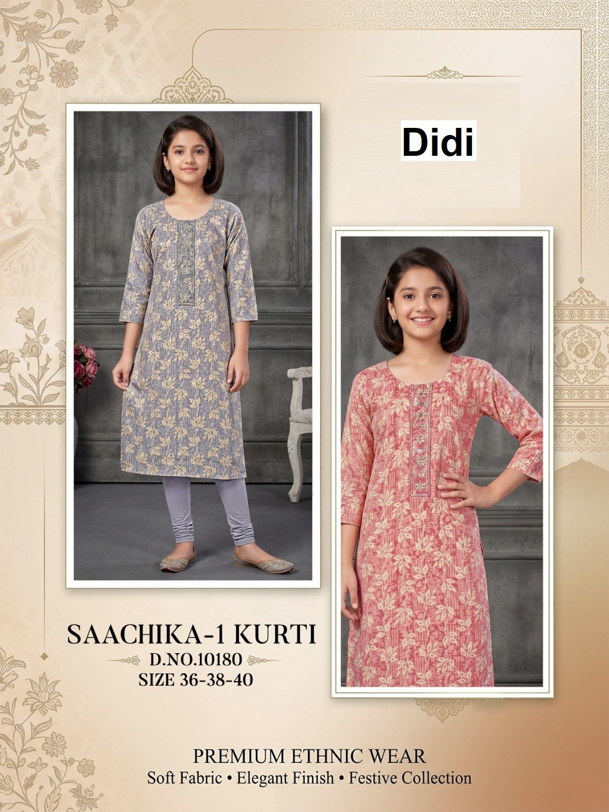 Saachika 1 Dn 10180 Didi Capsule Print Girls Kurti Wholesaler Ahmedabad