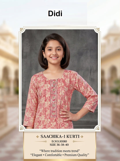 Saachika 1 Dn 10180 Didi Capsule Print Girls Kurti Wholesaler Ahmedabad