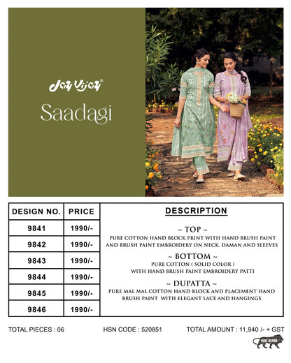 Saadagi Jay Vijay Pure Cotton Pant Style Suits Exporter Ahmedabad