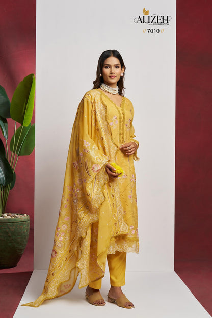 Saadgi 7009-7012 Alizeh Pure Organza Pant Style Suits Manufacturer Gujarat