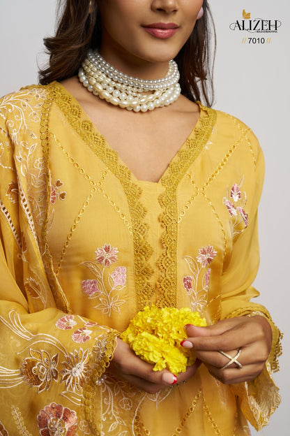 Saadgi 7009-7012 Alizeh Pure Organza Pant Style Suits Manufacturer Gujarat