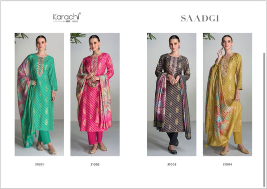 Saadgi Karachi Prints Muslin Pant Style Suits Exporter Gujarat