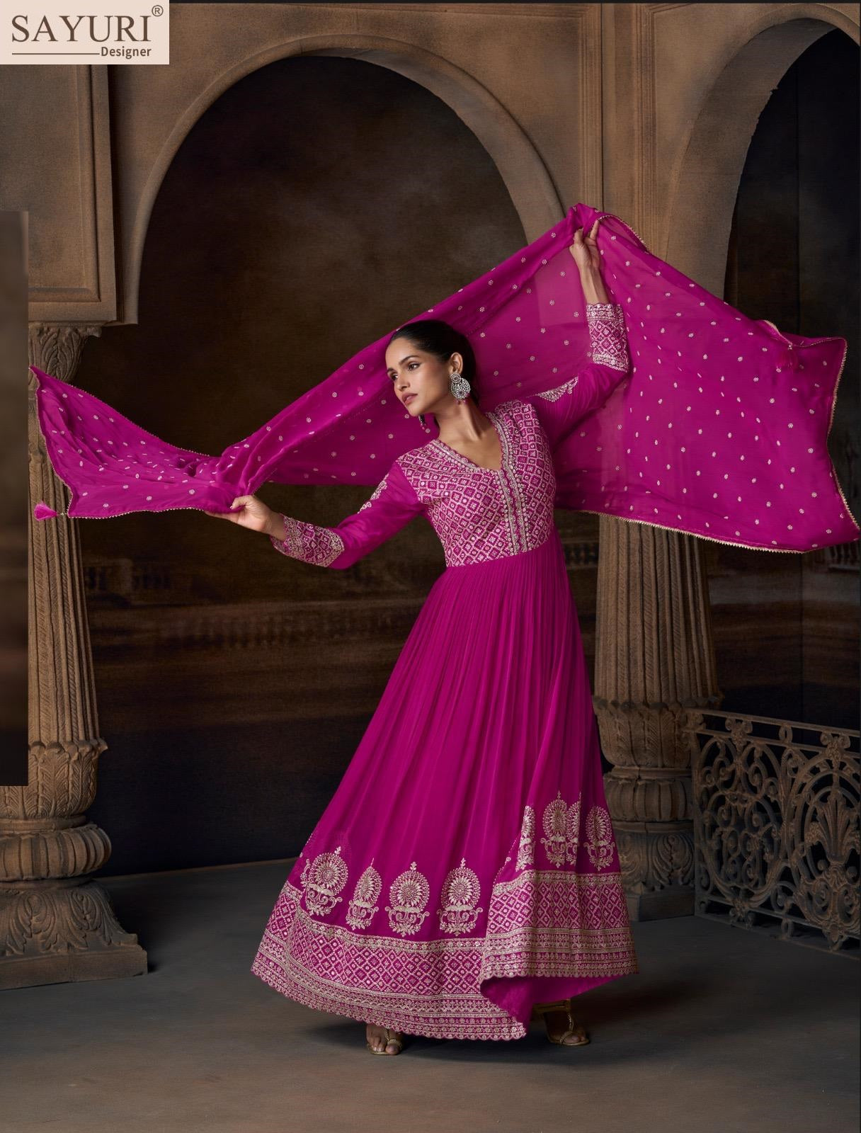 Saadgi Sayuri Georgette Gown Dupatta Set Exporter Ahmedabad