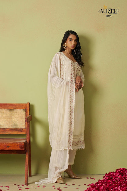 Saadgi Vol 2 7018-7021 Alizeh Pure Organza Pant Style Suits Exporter