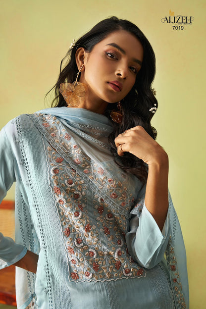 Saadgi Vol 2 7018-7021 Alizeh Pure Organza Pant Style Suits Exporter