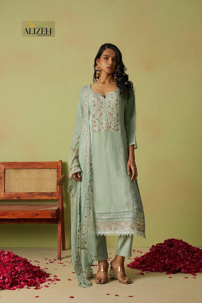 Saadgi Vol 2 7018-7021 Alizeh Pure Organza Pant Style Suits Exporter