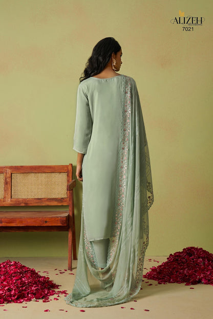 Saadgi Vol 2 7018-7021 Alizeh Pure Organza Pant Style Suits Exporter