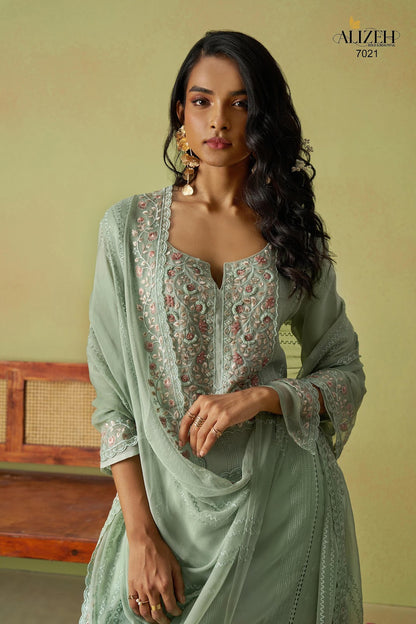 Saadgi Vol 2 7018-7021 Alizeh Pure Organza Pant Style Suits Exporter