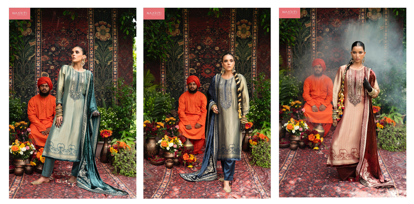 Saaj Naariti Jacquard Velvet Suits Wholesaler