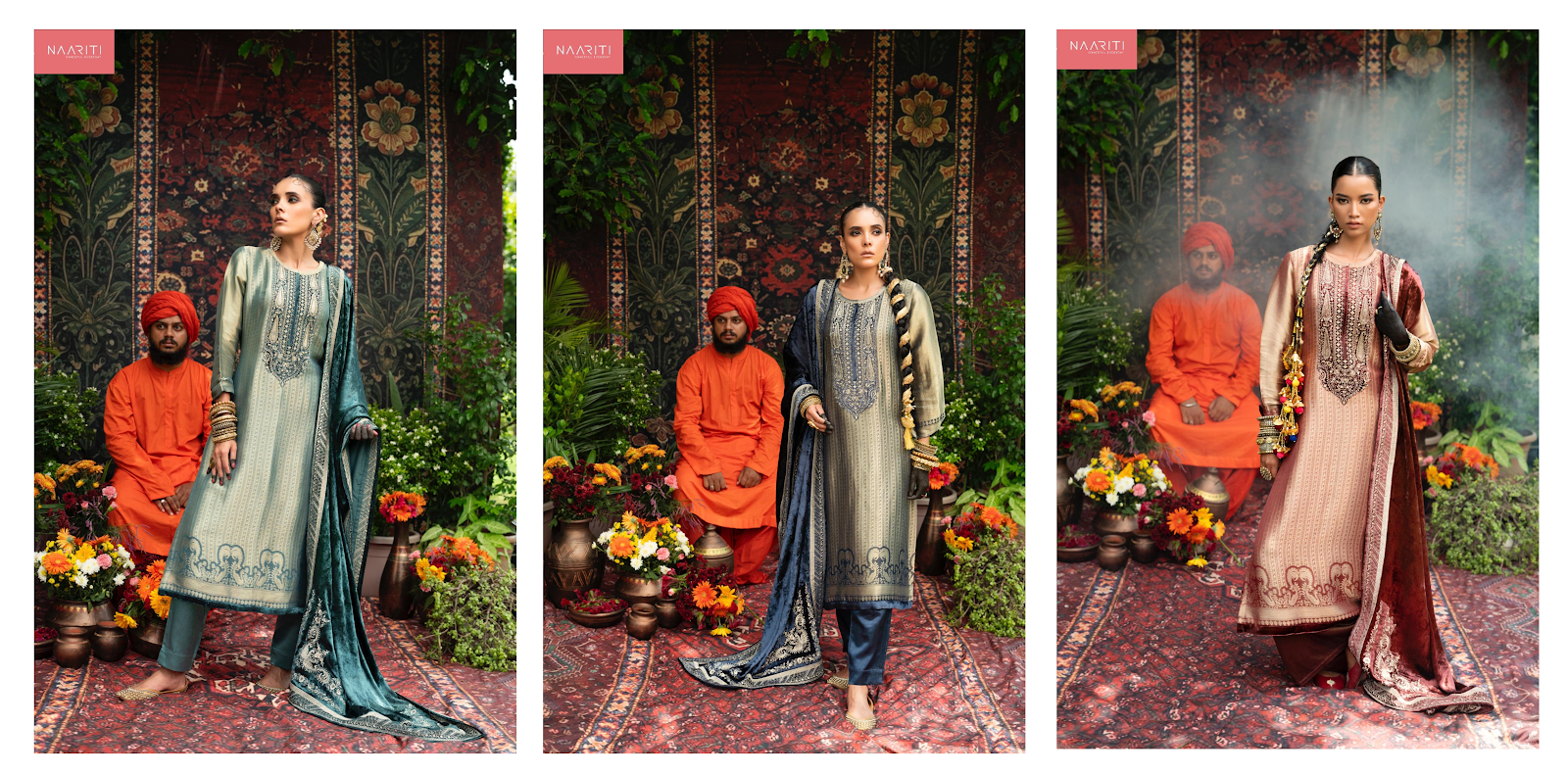 Saaj Naariti Jacquard Velvet Suits Wholesaler